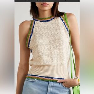 NWOT Veronica Beard XS Makai Cream Cotton Knit Halter Tank Multicolor Stripe